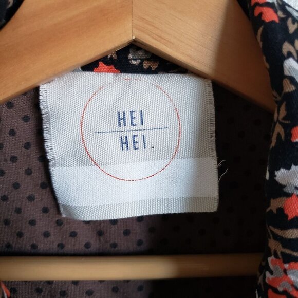 Anthropologie Hei Hei Tinsley Floral Moto Zip Jacket Black Sz 4 Dark Cottagecore - Picture 2 of 12